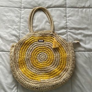 Surf n Sand vintage beach bag circle/yellow